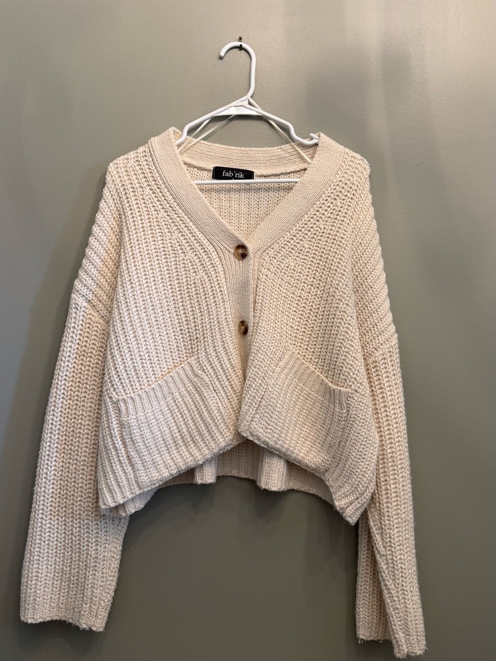 fab’rik Cable Knit Oatmeal Cardigan